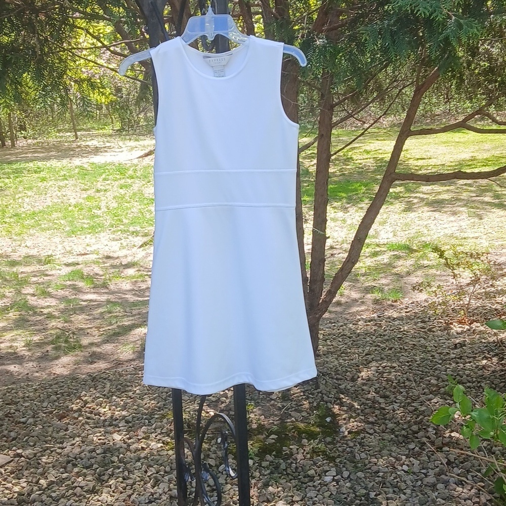EXPRESS 100% POLYESTER Elegant White Sleeveless Dress SZ XS